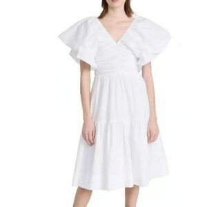 NWT BLACK HALO Tide midi short sleeve white Dress sz 2